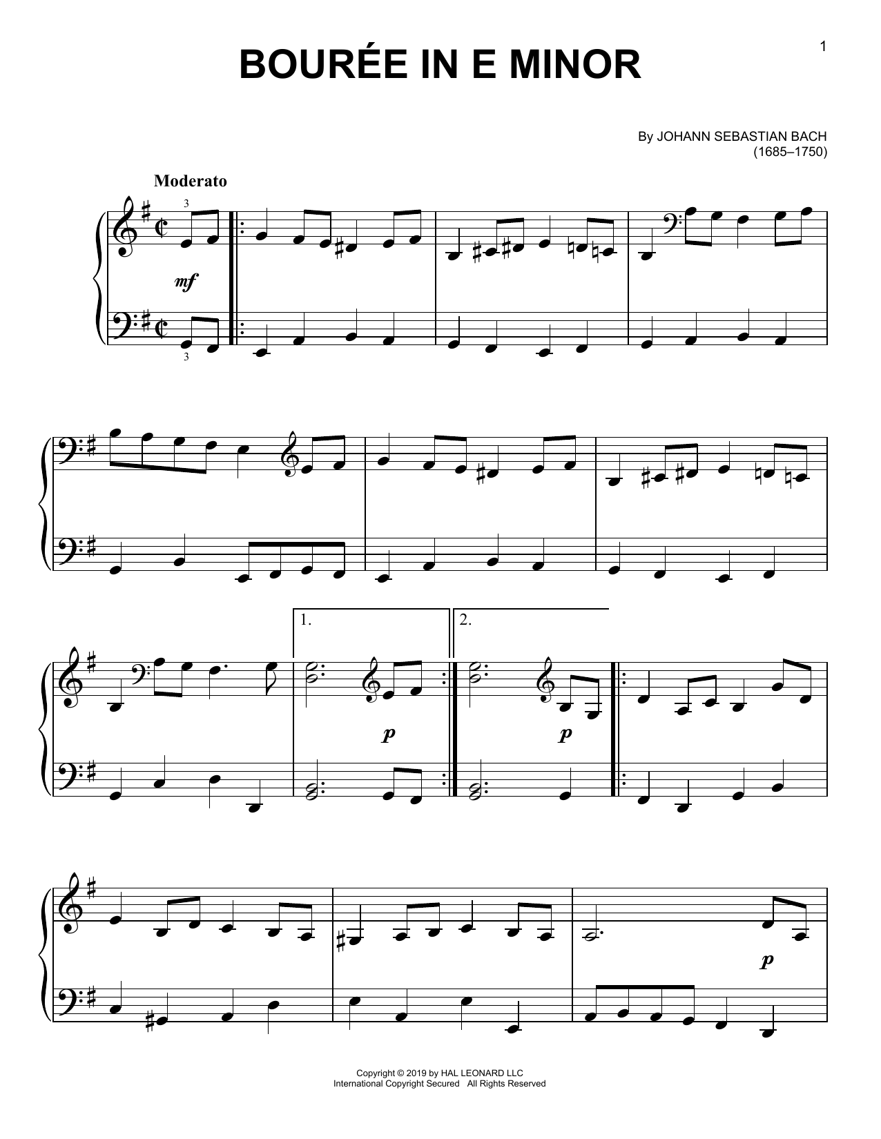Produktgalerie: Seite 1 von 1 Bourree In E Minor, Johann Sebastian Bach, Klavier