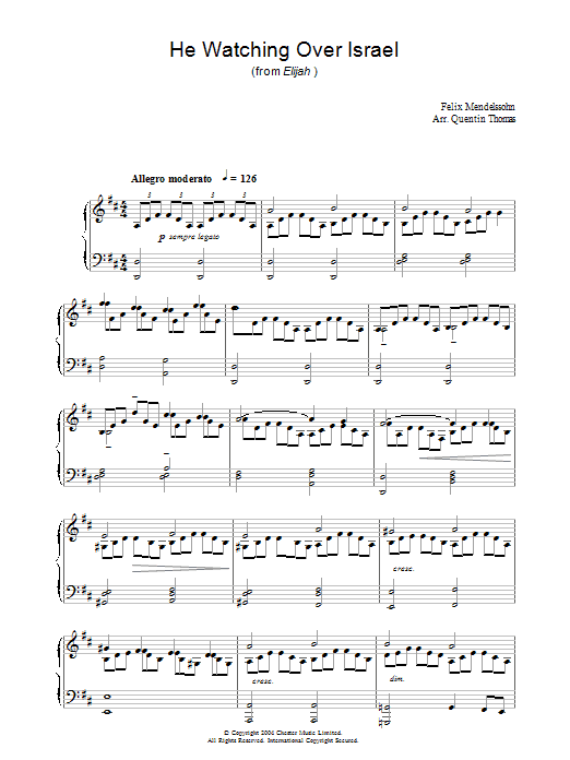 Product gallery: Page 1 of 1 He Watching Over Israel, Felix Mendelssohn