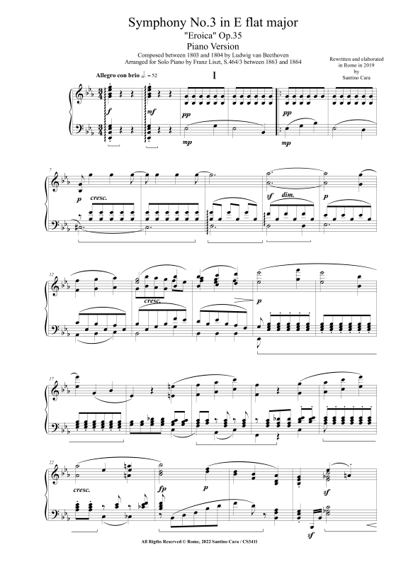 Produktbild zu: Symphony No.3 in E flat major ´Eroica´ Op.55 - Piano Version (Arr.Liszt)Ludwig van Beethoven