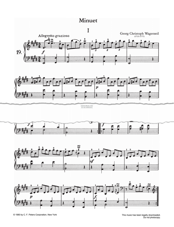 Produktgalerie: Seite 1 von 1 Minuet I/II, Georg Christoph Wagenseil, Klavier