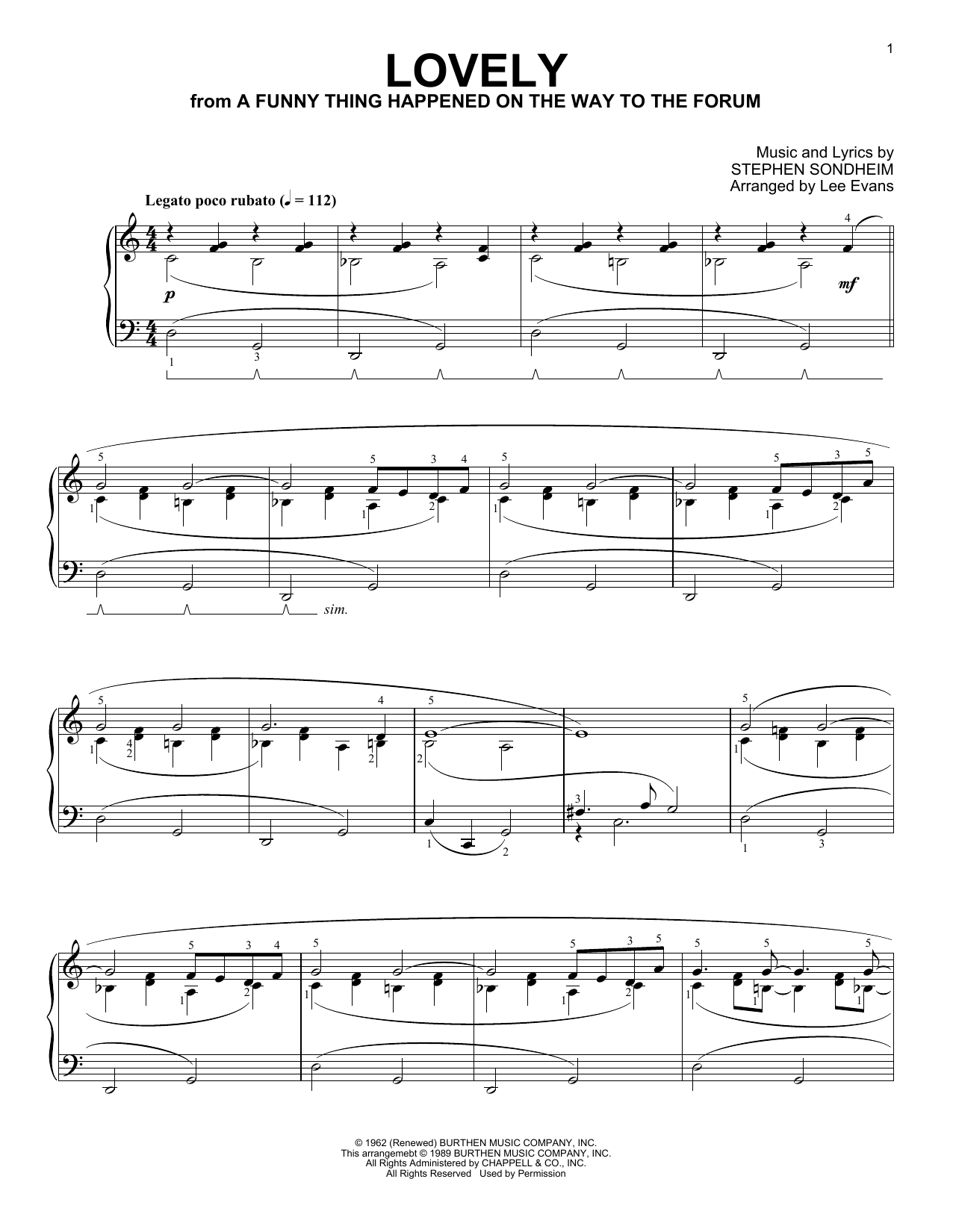 Produktbild zu: Lovely (from A Funny Thing Happened On The Way To The Forum) (arr. Lee Evans)