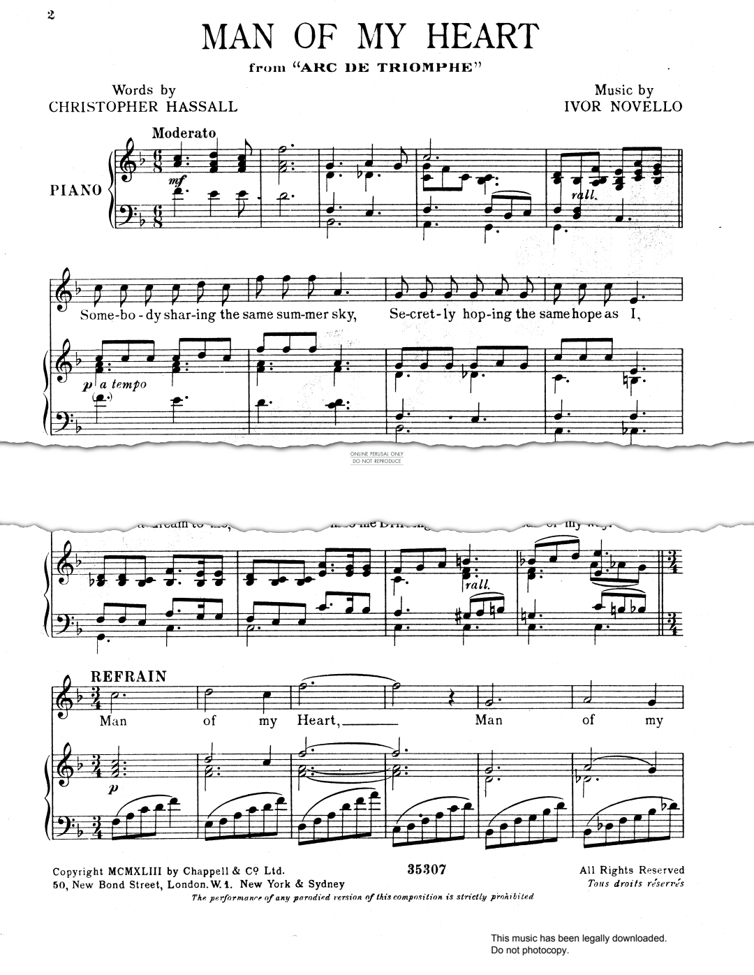 Produktbild zu: Man Of My Heart (from 'Arc De Triomphe')