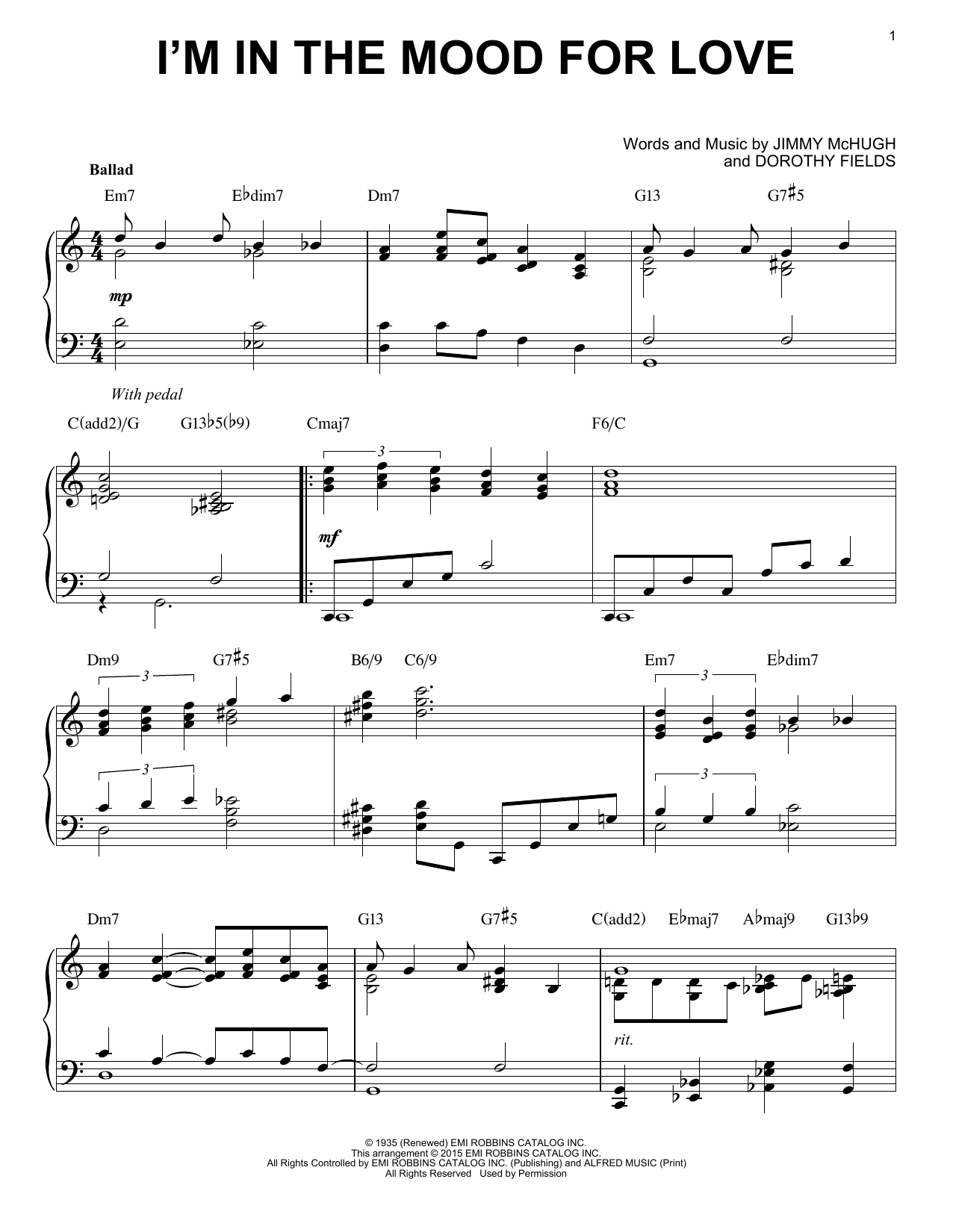 Produktgalerie: Seite 1 von 1 I'm In The Mood For Love [Jazz version] (arr. Brent Edstrom), Dorothy Fields, Klavier