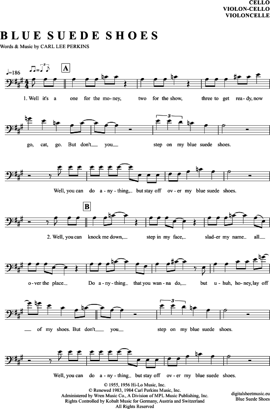 Produktgalerie: Seite 1 von 4 Blue Suede Shoes , Presley, Elvis, (Violon-Cello)