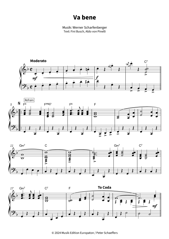 Produktgalerie: Seite 1 von 6 Va bene, Peter Kraus, Klavier Solo