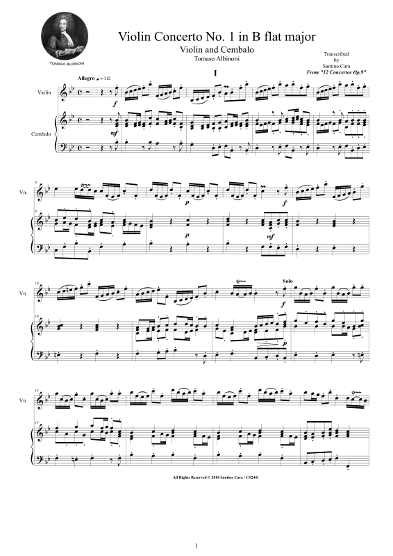 Produktbild zu: Violin Concerto No.1 in B-Dur Op.9Tomaso Albinoni