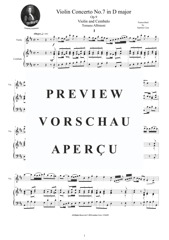 Produktgalerie: Seite 2 von 11 Violin Concerto No.7 in D-Dur Op.9, , Violine und Cembalo