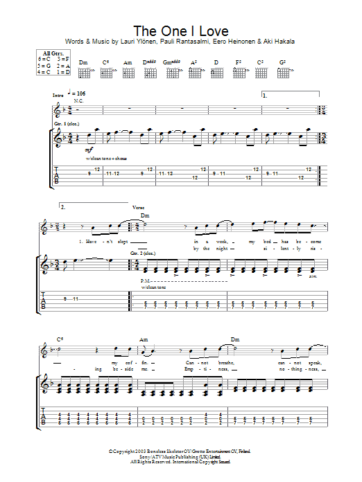 Produktgalerie: Seite 1 von 1 The One I Love, The Rasmus, Gitarre