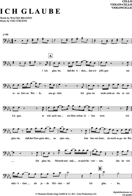 Produktgalerie: Seite 1 von 4 Ich glaube , Jürgens, Udo, (Violon-Cello)