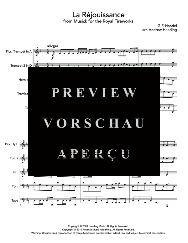 Produktgalerie: Seite 5 von 11 La Rejouissance, , (Blechbläser Quintett)