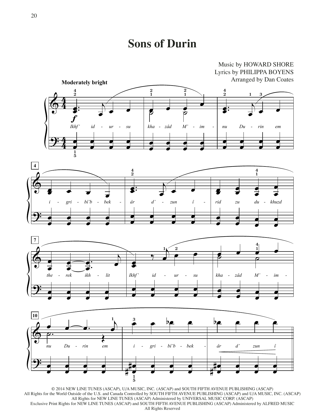 Produktbild zu: Sons Of Durin (from The Hobbit: The Battle of the Five Armies) (arr. Dan Coates)