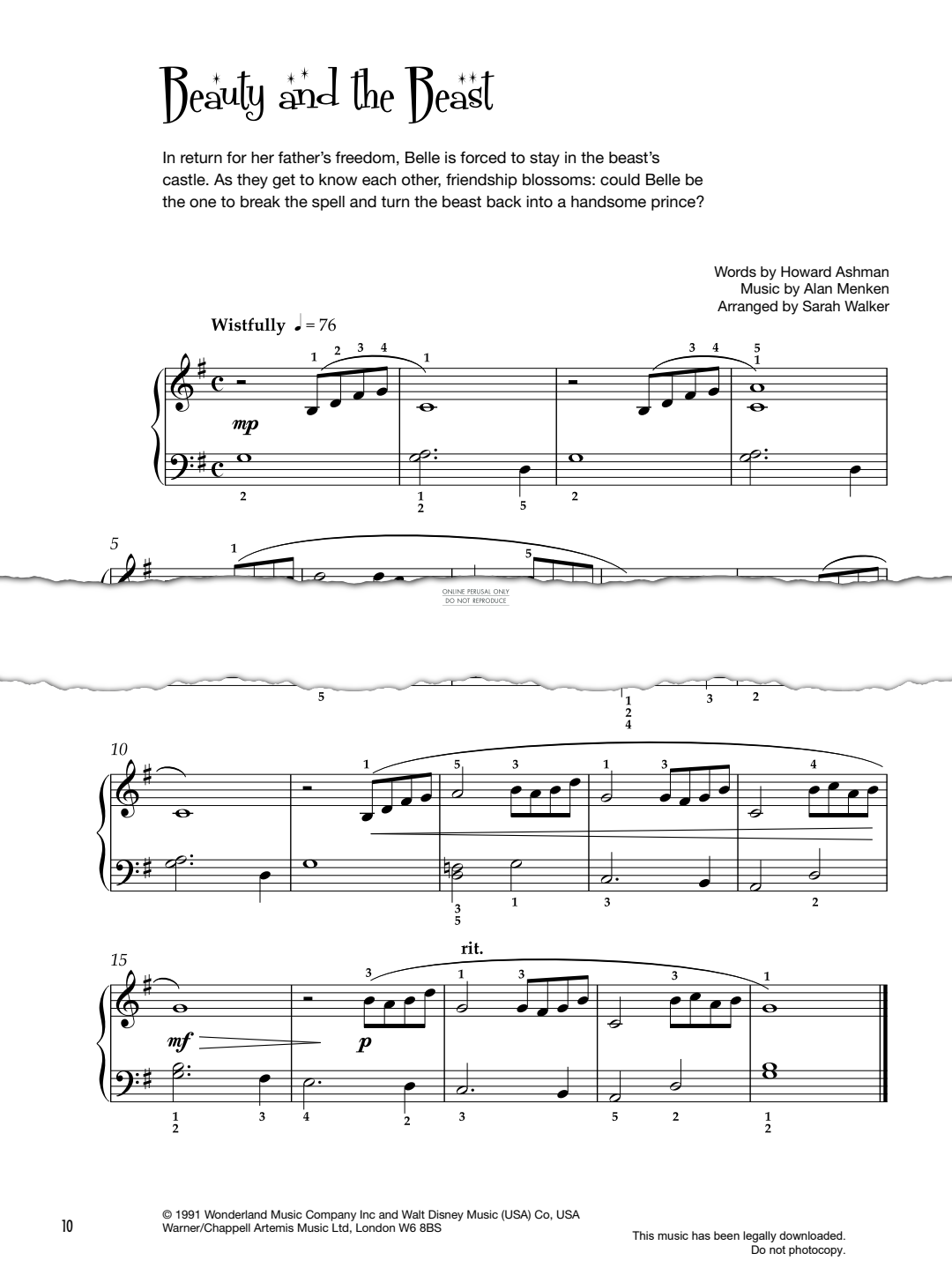 gallery: Beauty And The Beast, Alan Menken, Klavier
