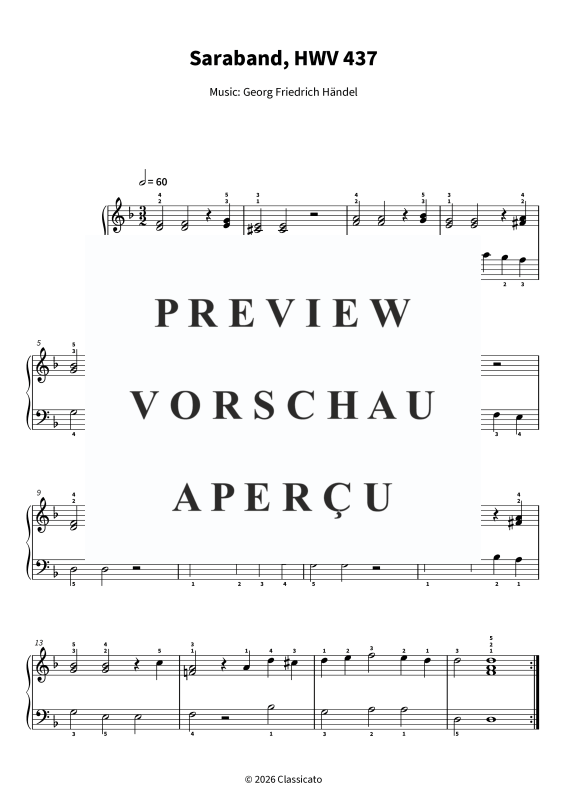Produktgalerie: Seite 5 von 5 Saraband - HWV 437 · Simplified Version, , Klavier Solo