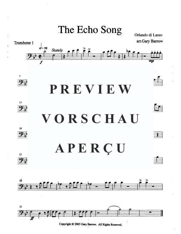 Produktgalerie: Seite 8 von 11 The Echo Song, , Blechbläser Oktett - 2 Trompeten, 2 Hörner und 4 Posaunen