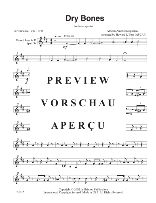 Produktgalerie: Seite 12 von 17 Dry Bones , , (Blechbläserquartett T T H/T T)