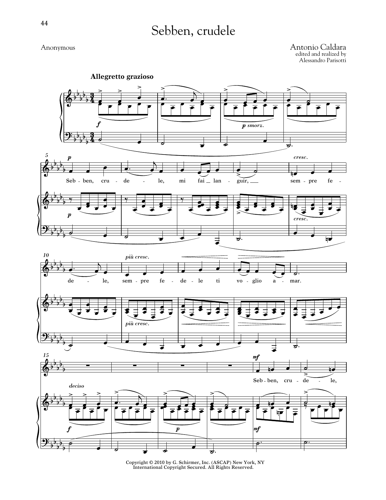 Produktbild zu: Sebben, Crudele (Low Voice)