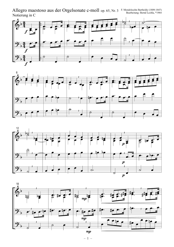 Produktbild zu: Allegro maestoso aus der Orgelsonate c-moll op. 65, Nr. 3Felix Mendelssohn Bartholdy