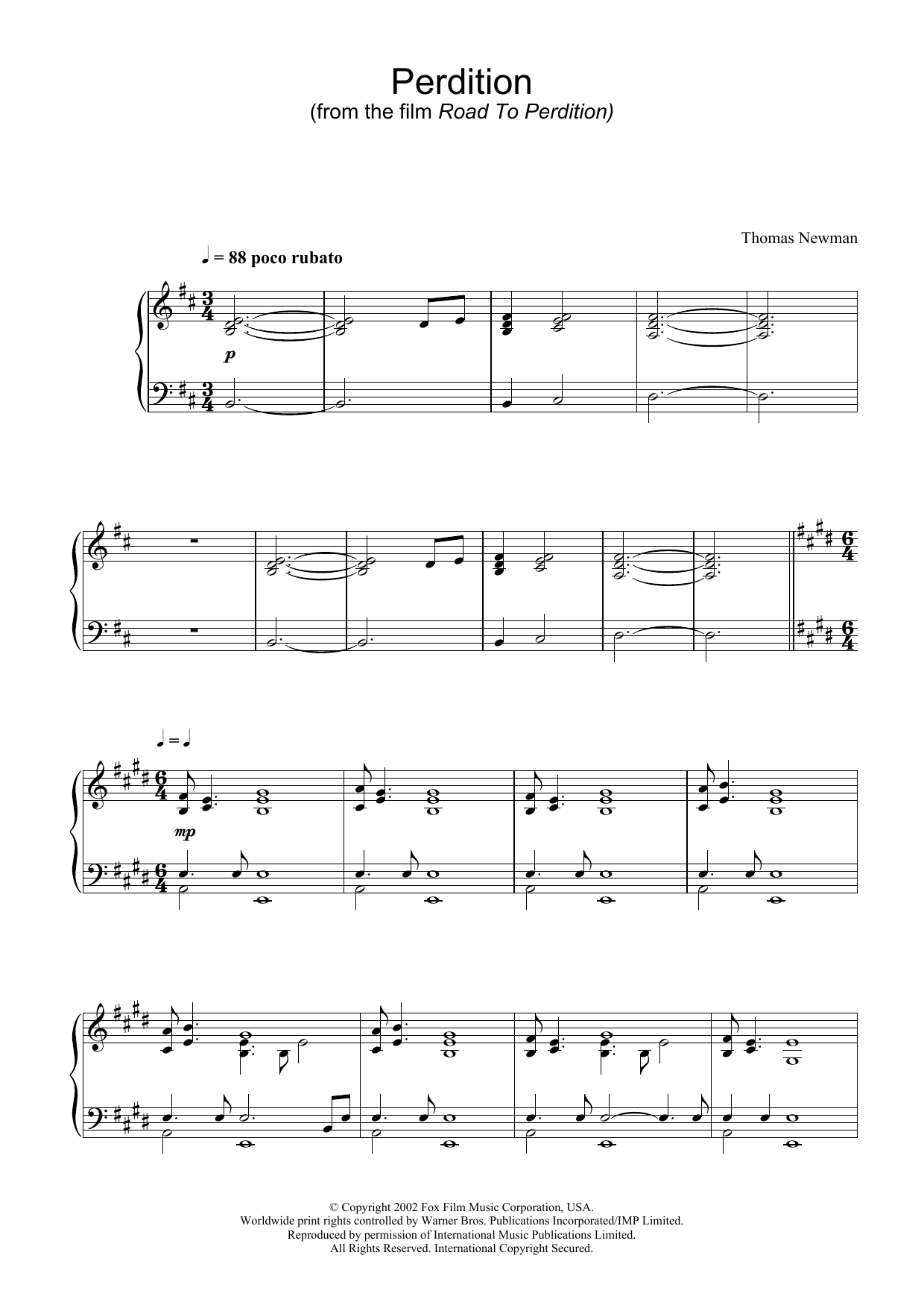 Product gallery: Page 1 of 1 Perdition (from Road To Perdition), Thomas Newman