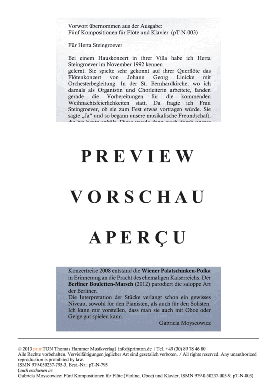 Product gallery: Page 3 of 14 Berliner Bouletten-Marsch für Flöte und Klavier , , (flute/violin/oboe + piano)