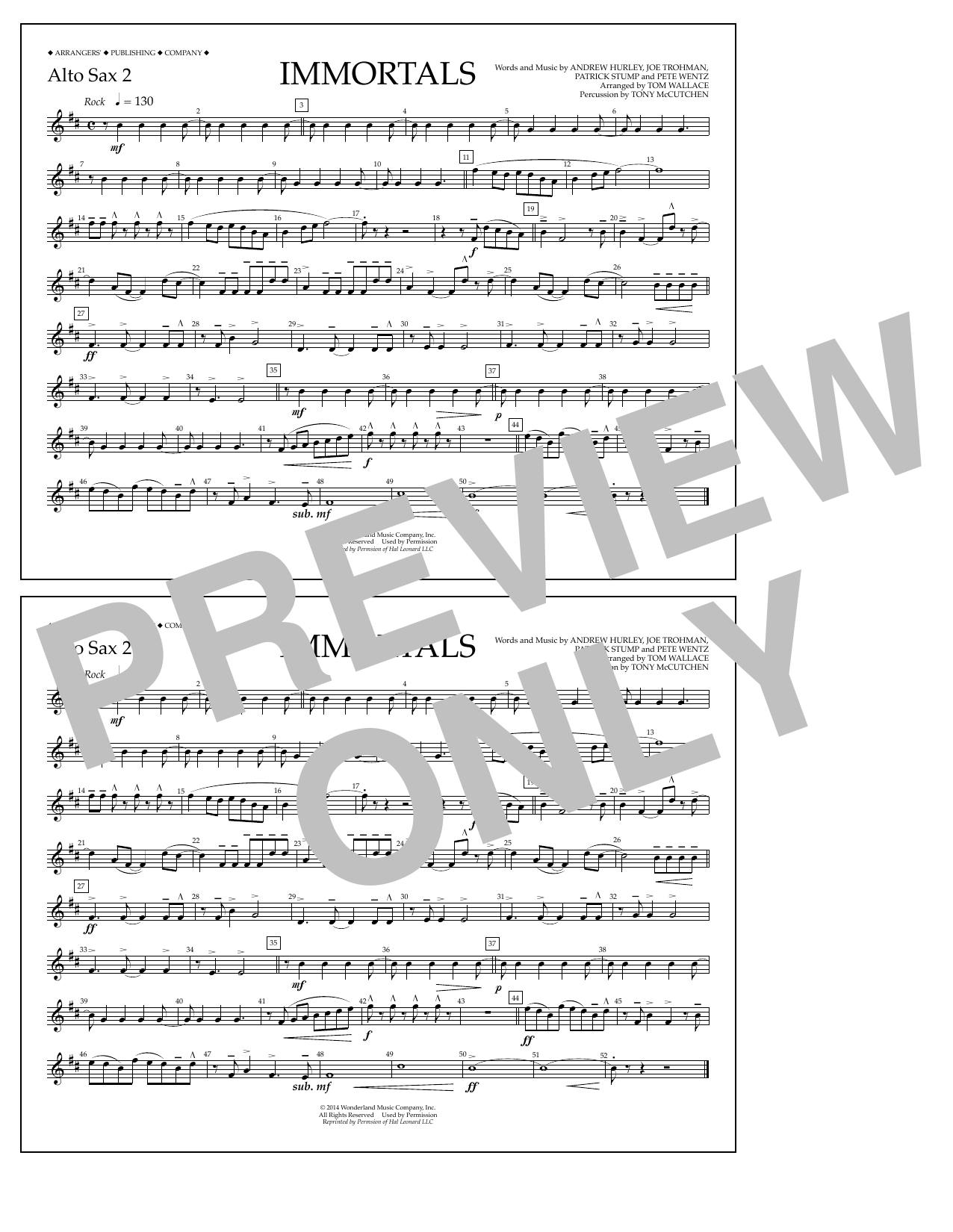 Product picture to: Immortals (from Big Hero 6) (arr. Tom Wallace) - Alto Sax 2