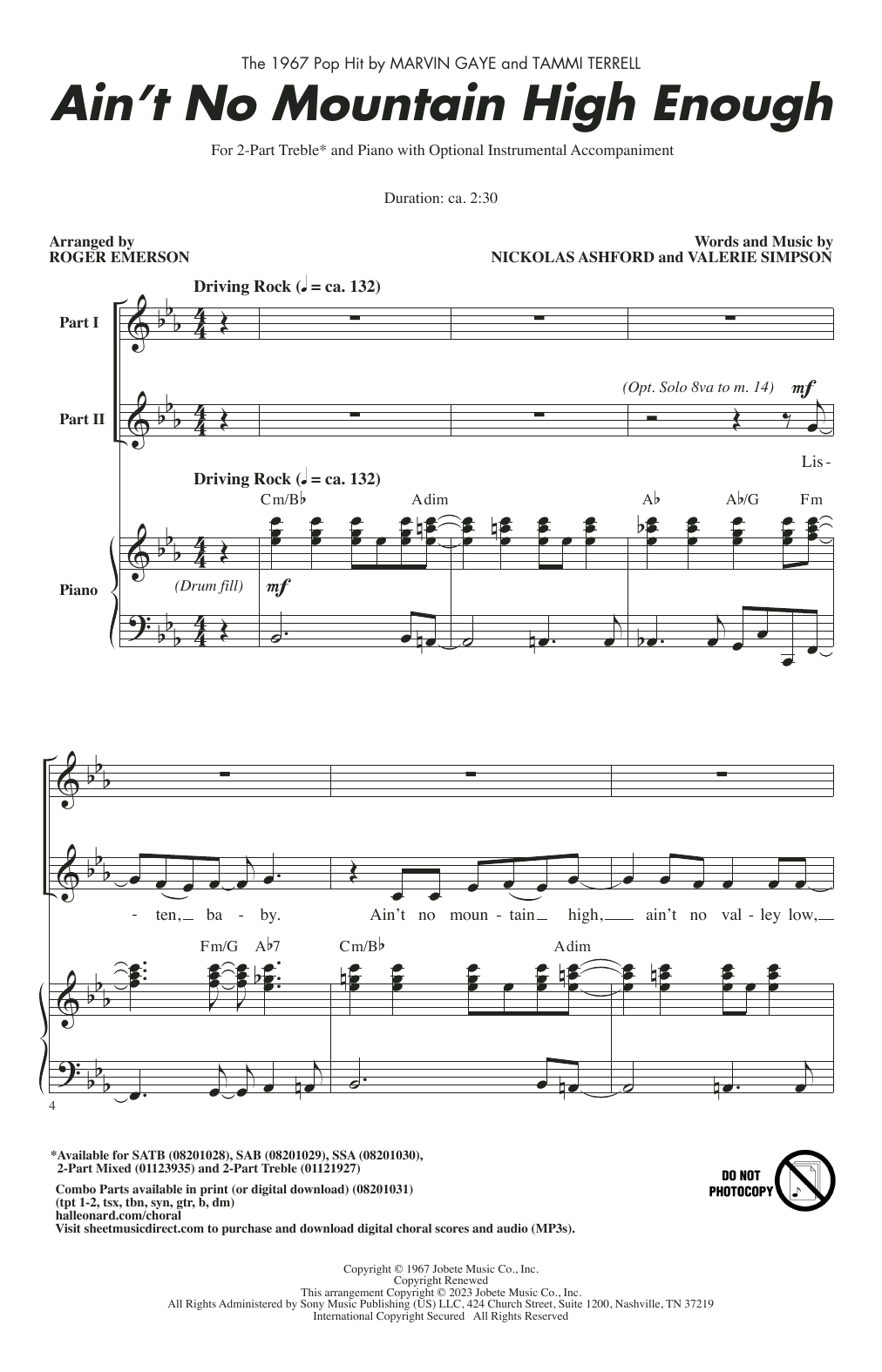 Produktgalerie: Seite 1 von 1 Ain't No Mountain High Enough (arr. Roger Emerson), Marvin Gaye & Tammi Terrell, Chor