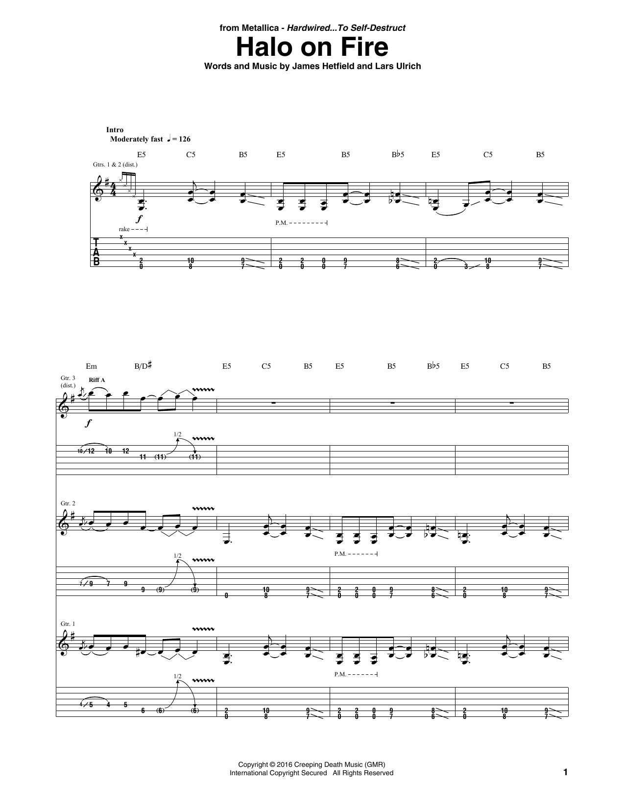 Produktgalerie: Seite 1 von 1 Halo On Fire, Metallica, Gitarre
