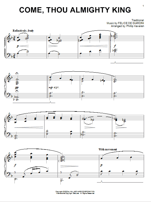Product gallery: Page 1 of 1 Come, Thou Almighty King (arr. Phillip Keveren), Felice de Giardini