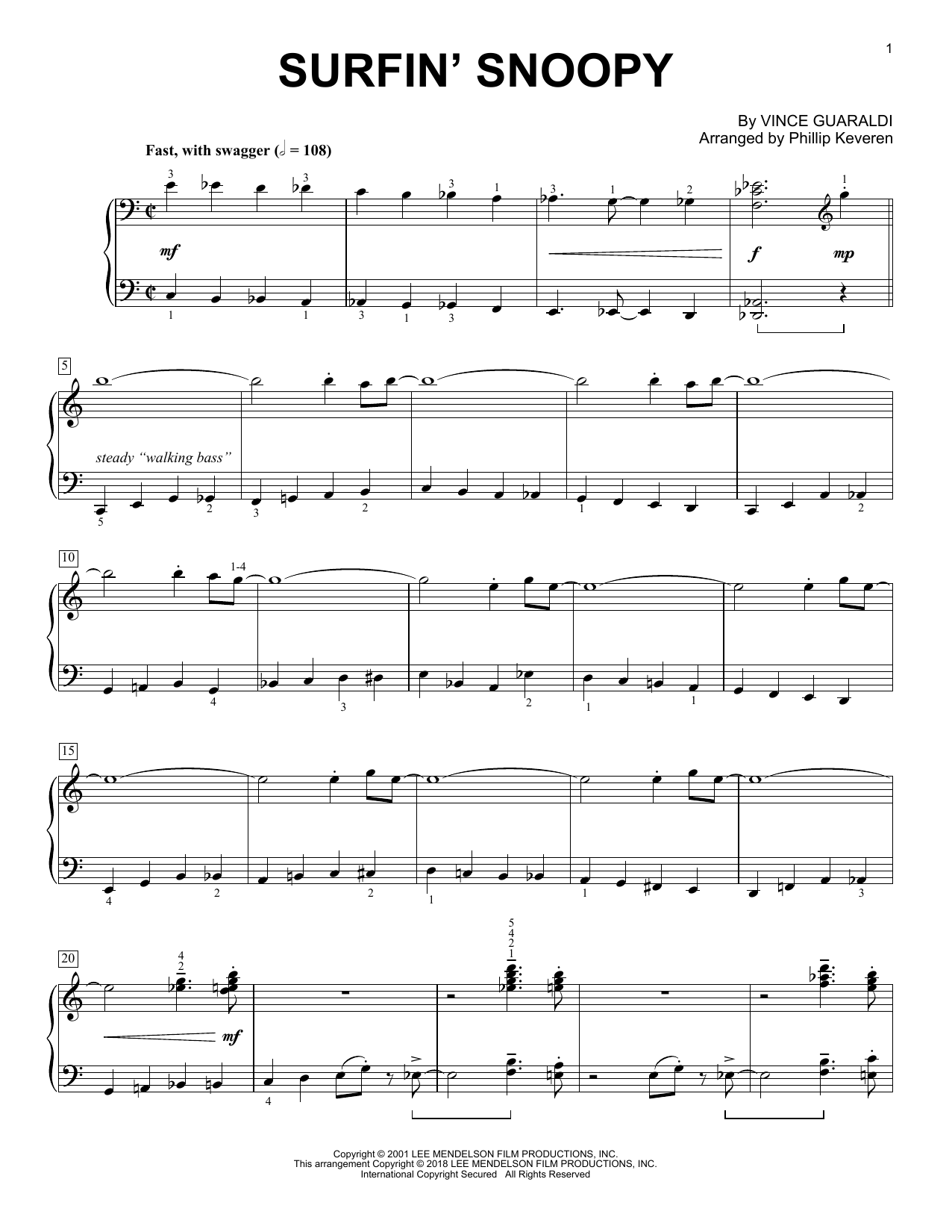 Product picture to: Surfin' Snoopy (arr. Phillip Keveren)