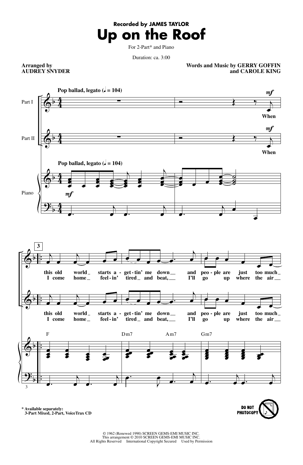 Produktbild zu: Up On The Roof (arr. Audrey Snyder)