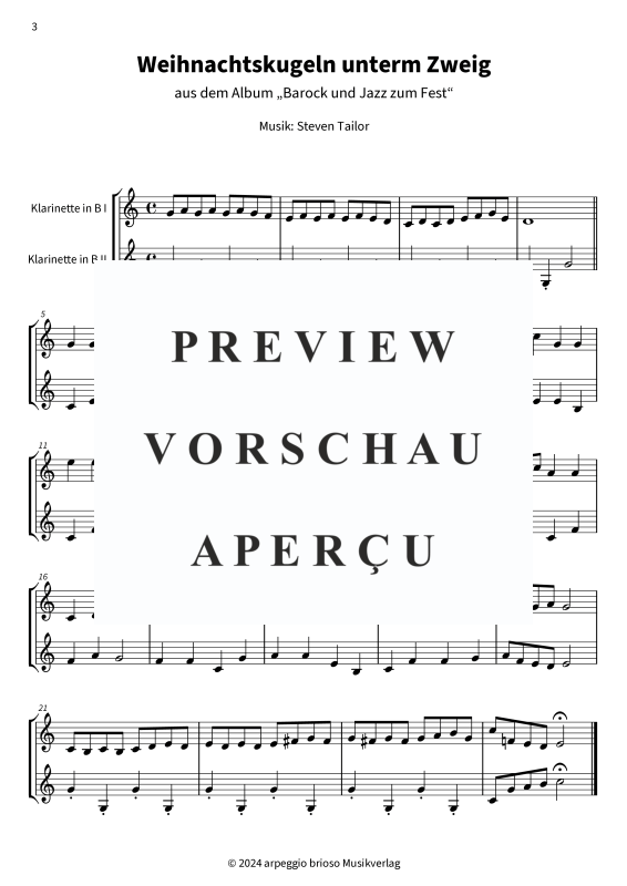 Product gallery: Page 1 of 7 Weihnachtskugeln unterm Zweig - aus dem Album Barock und Jazz zum Fest, , (Duet 2x clarinet in Bb)