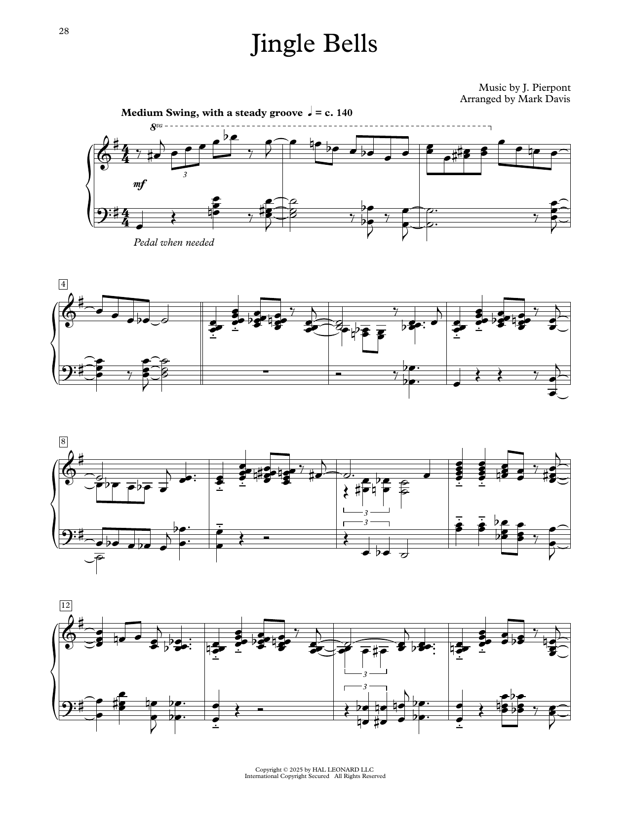 Produktgalerie: Seite 1 von 1 Jingle Bells (arr. Mark Davis), J. Pierpont, Klavier