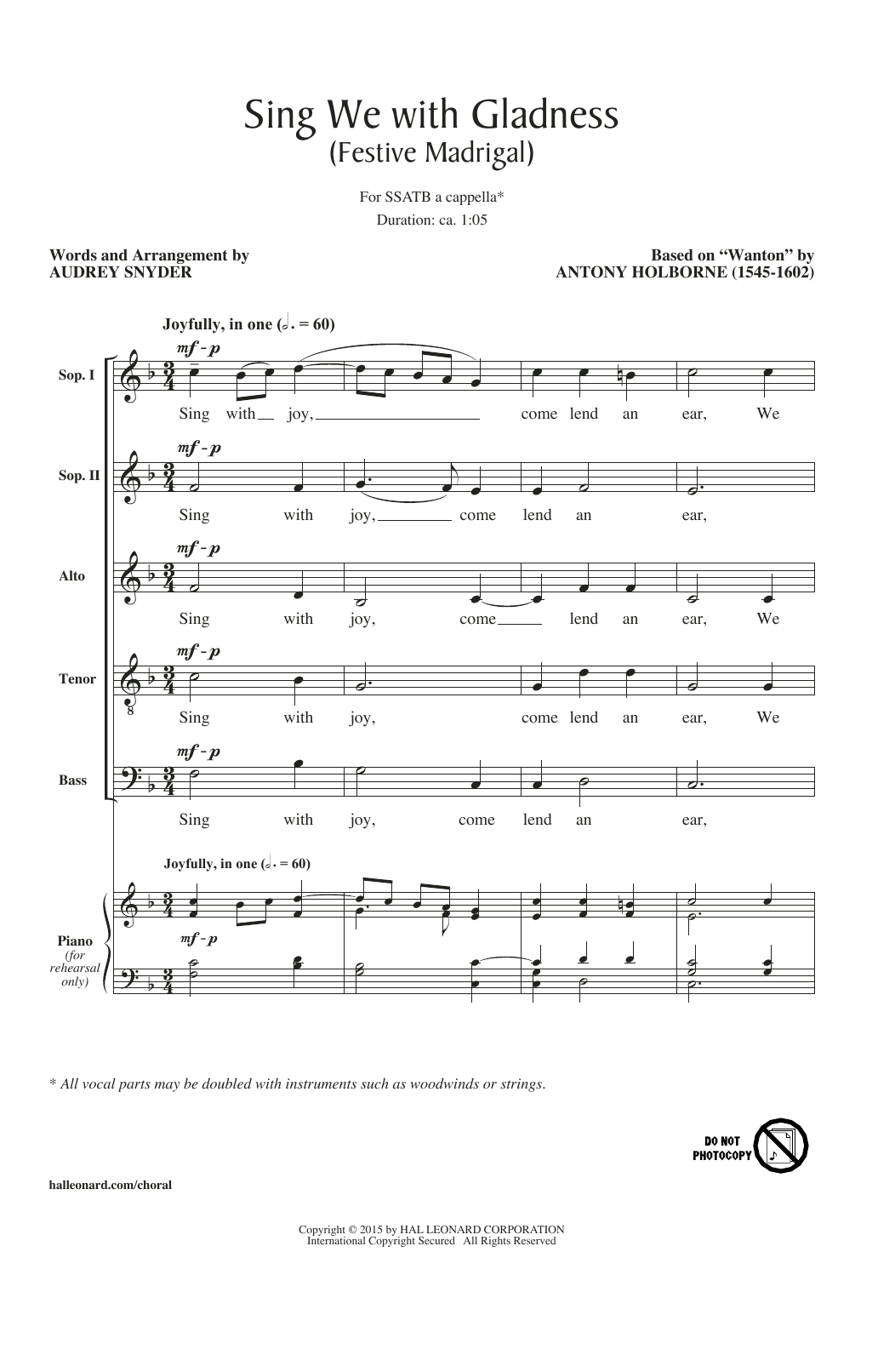 Produktbild zu: Sing We With Gladness (Festive Madrigal)