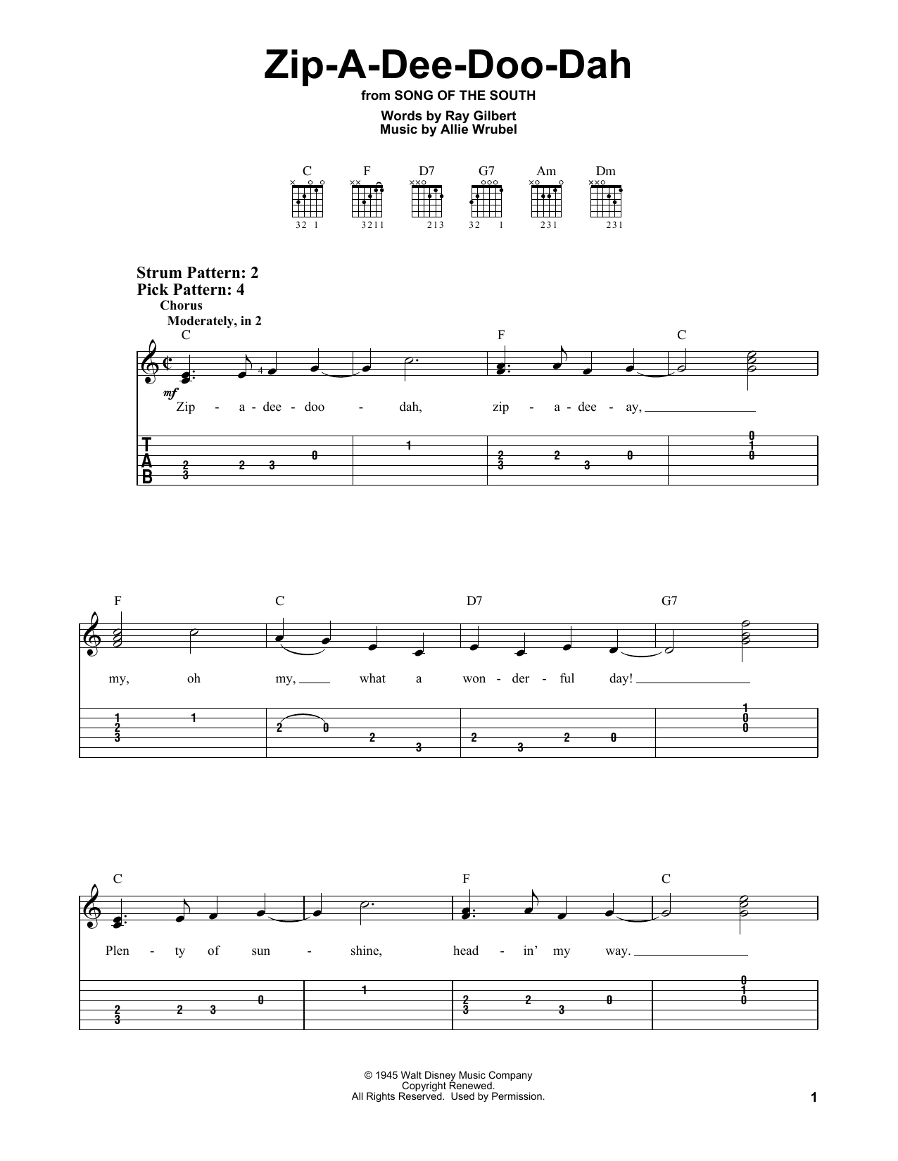 Product picture to: Zip-A-Dee-Doo-Dah (from Song Of The South)