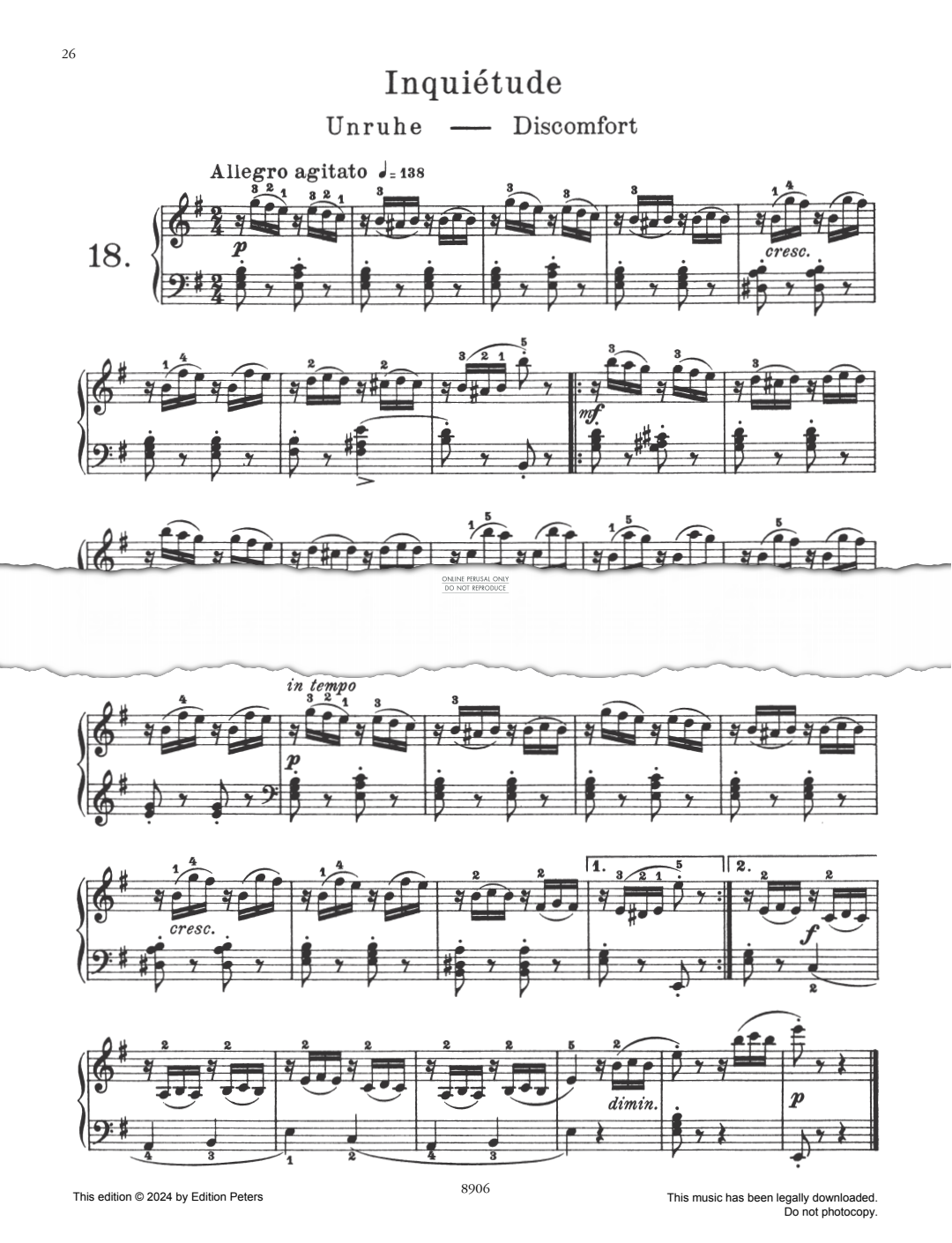 Produktbild zu: Inquiétude Op. 100 No. 18