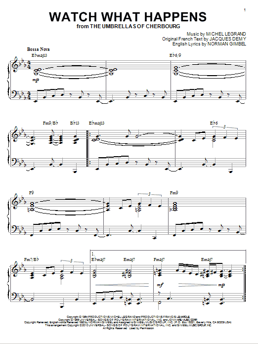 Product gallery: Page 1 of 1 Watch What Happens [Jazz version] (arr. Brent Edstrom), Norman Gimbel