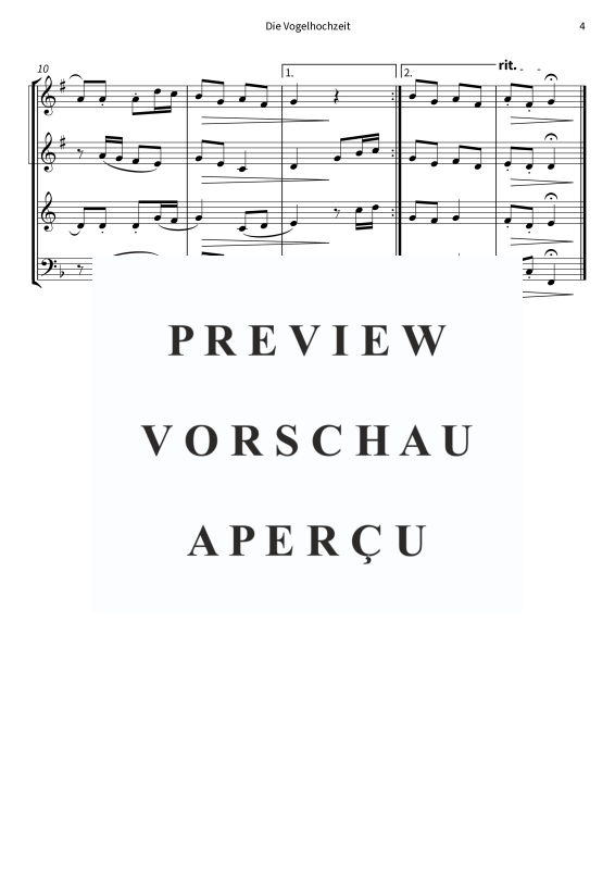 gallery: Die Vogelhochzeit, , (Blechbläser Quartett 2x Trompete in B, Horn in F + Posaune)