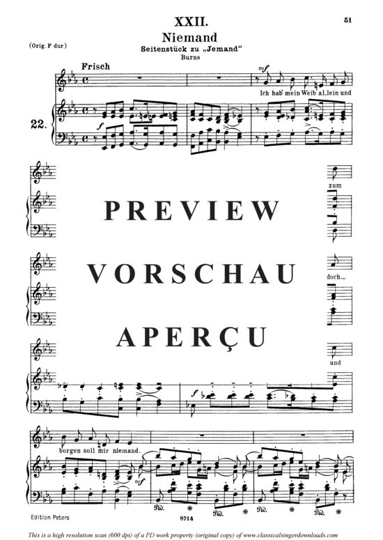 Product gallery: Page 2 of 3 Niemand Op.25 No.22, , Medium Voice and Piano