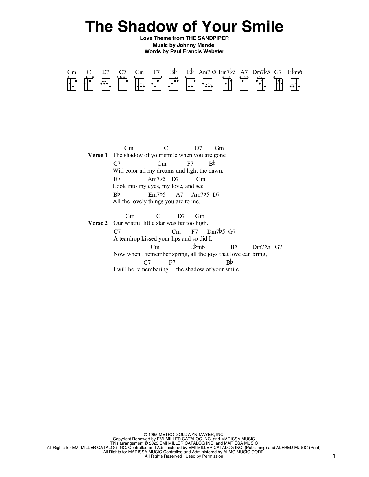 Product gallery: Page 1 of 1 The Shadow Of Your Smile, Johnny Mandel
