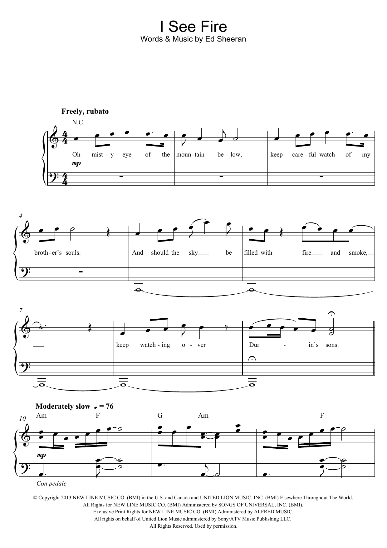 Produktgalerie: Seite 1 von 1 I See Fire (from The Hobbit), Ed Sheeran, Klavier