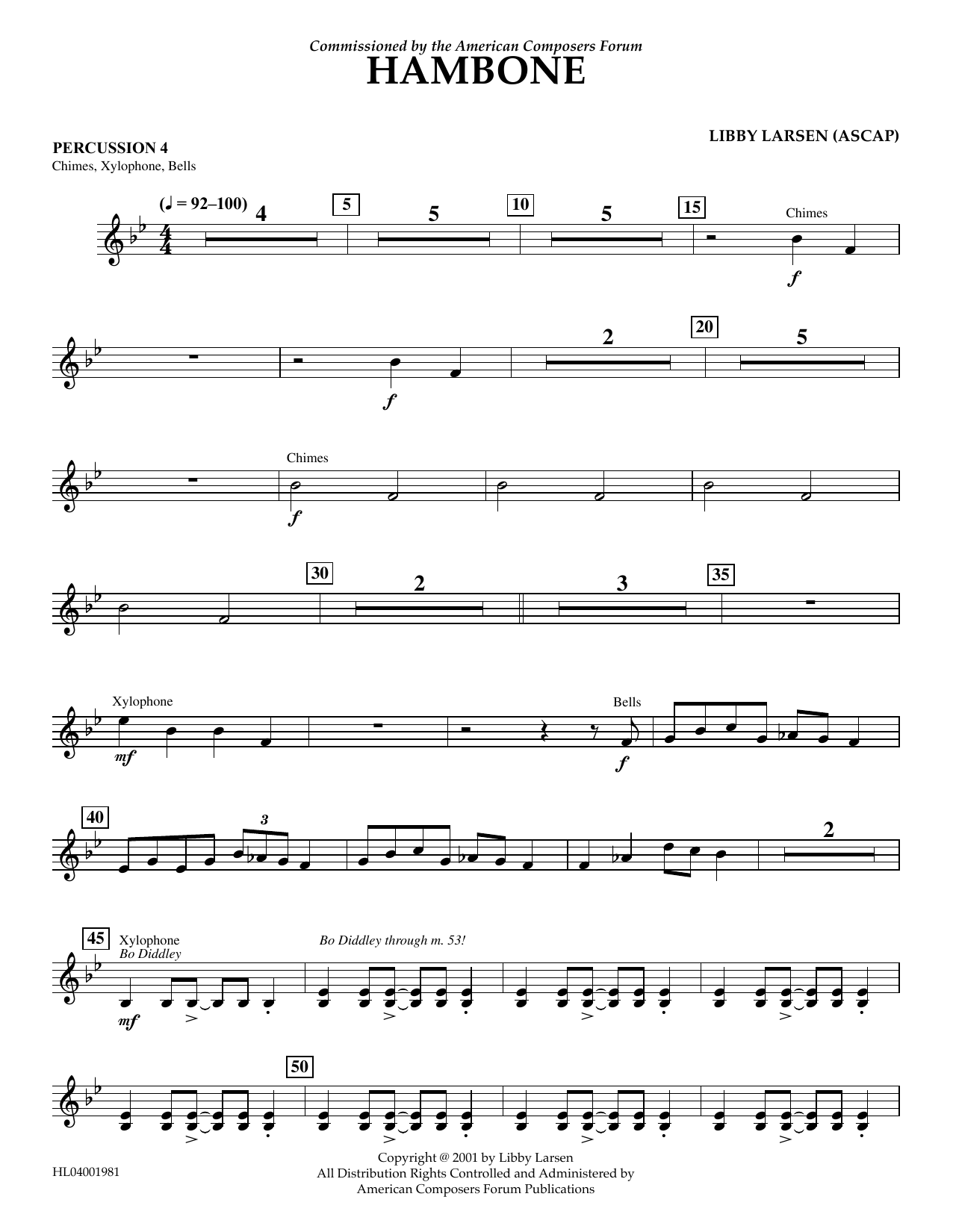 Product gallery: Page 1 of 1 Hambone - Percussion 4, Libby Larsen
