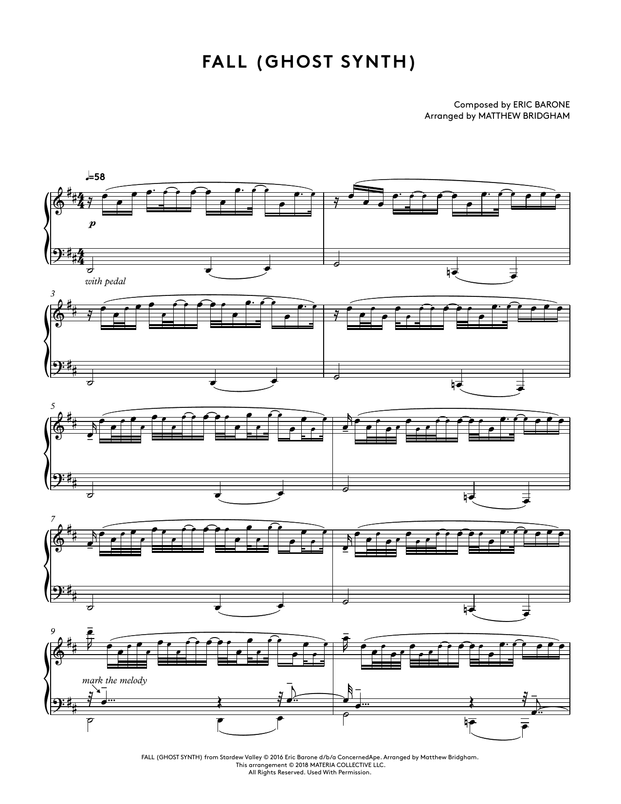 Product gallery: Page 1 of 1 Fall (Ghost Synth) (from Stardew Valley Piano Collections) (arr. Matthew Bridgham), Augustine Mayuga Gonzales