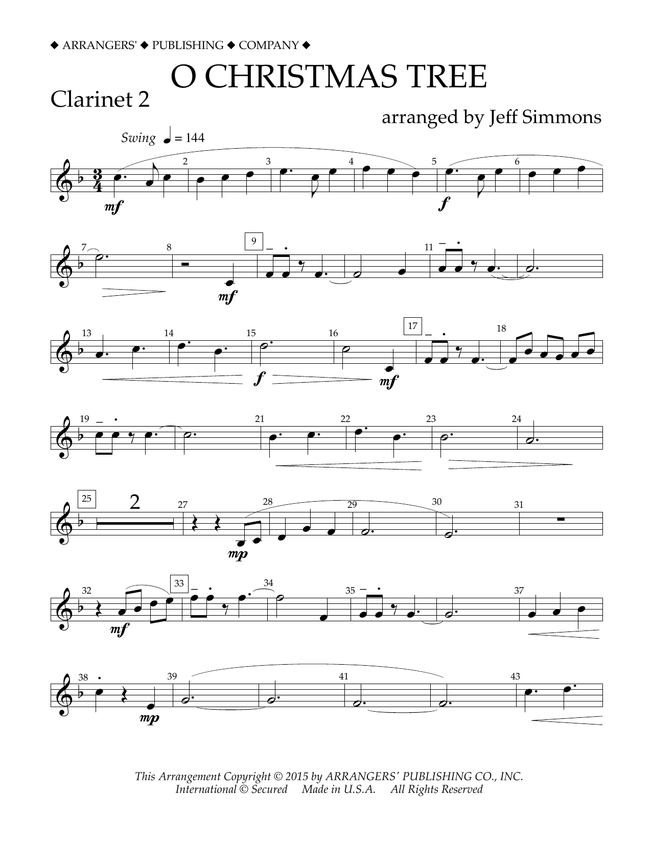 Product gallery: Page 1 of 1 O Christmas Tree - Bb Clarinet 2, Jeff Simmons