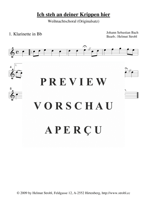 gallery: Ich steh an deiner Krippen hier, , Klarinettenquartett