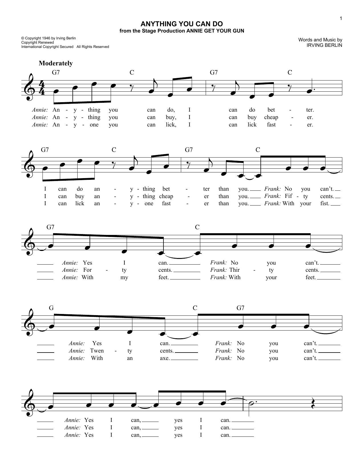 Product gallery: Page 1 of 1 Anything You Can Do, Irving Berlin