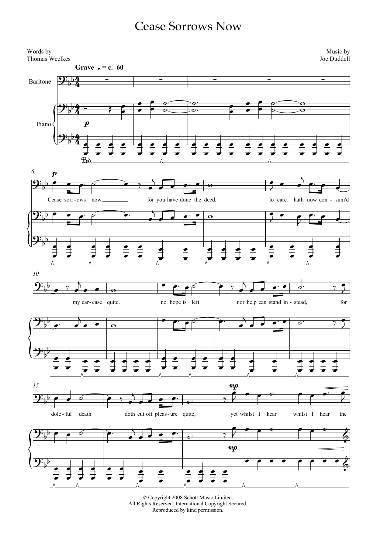 Product picture to: Cease Sorrows Now (for baritone and piano)