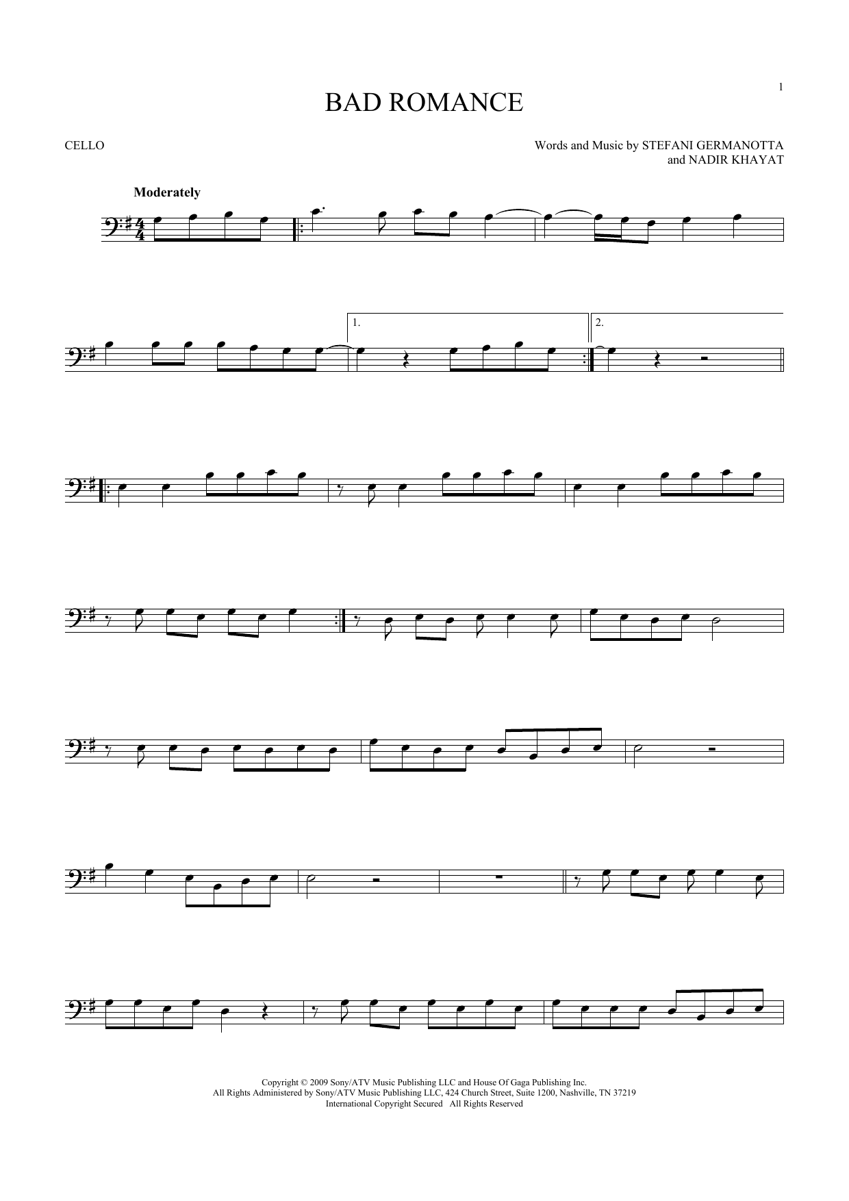 Produktgalerie: Seite 1 von 1 Bad Romance, Lady Gaga, Violoncello