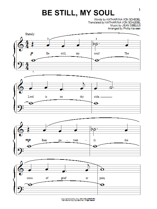 Produktgalerie: Seite 1 von 1 Be Still My Soul (arr. Phillip Keveren), Katharina von Schegel, Klavier