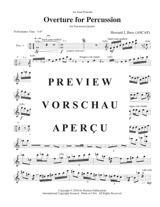 Product gallery: Page 18 of 21 Overture for Percussion , , (4 percussionists)