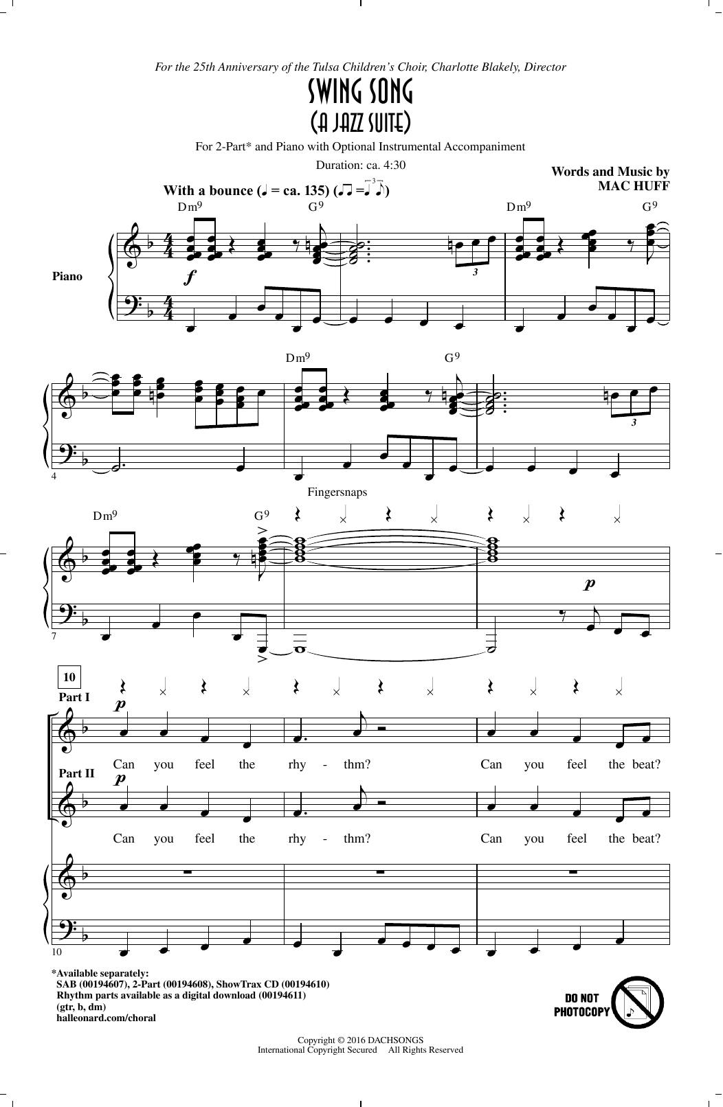 Produktbild zu: Swing Song (A Jazz Suite)