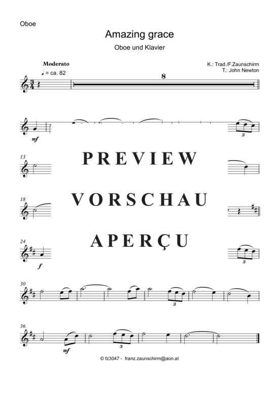 Product gallery: Page 4 of 6 Amazing Grace , , (Oboe + Keyboard)